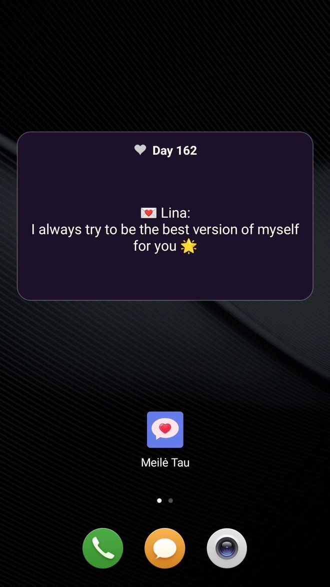 Home screen widget, day 162: “I always try to be the best version of myself for you”