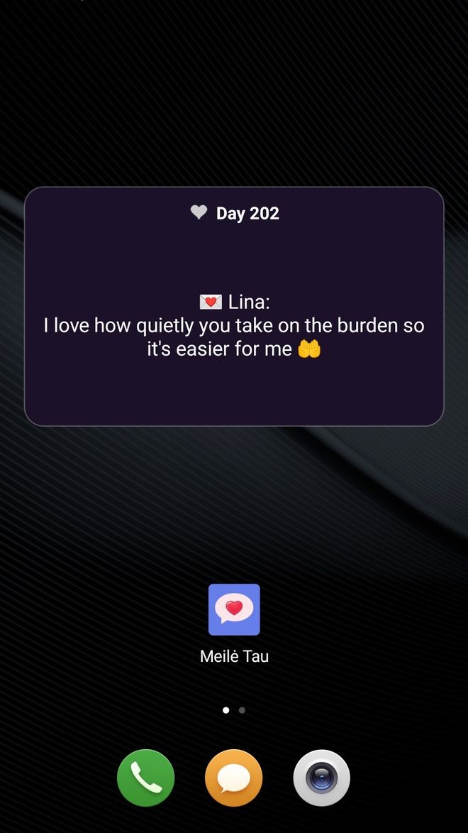 Home screen widget, day 202: “I love how quietly you take on the burden so it’s easier for me”