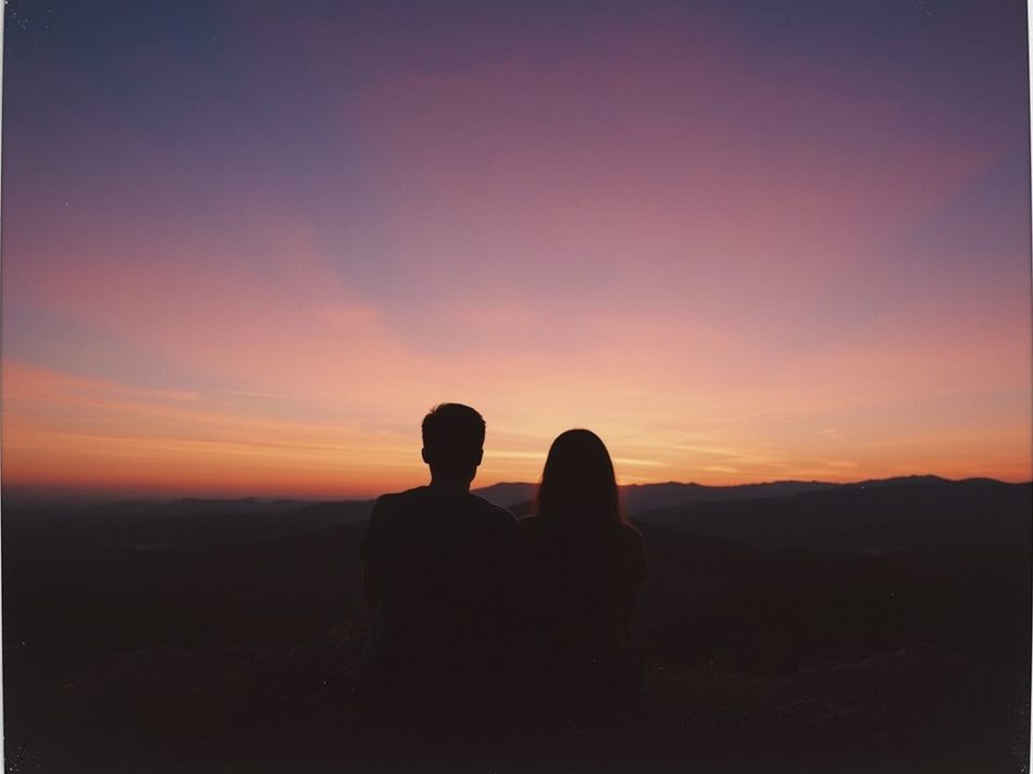 A couple watching the sunset together