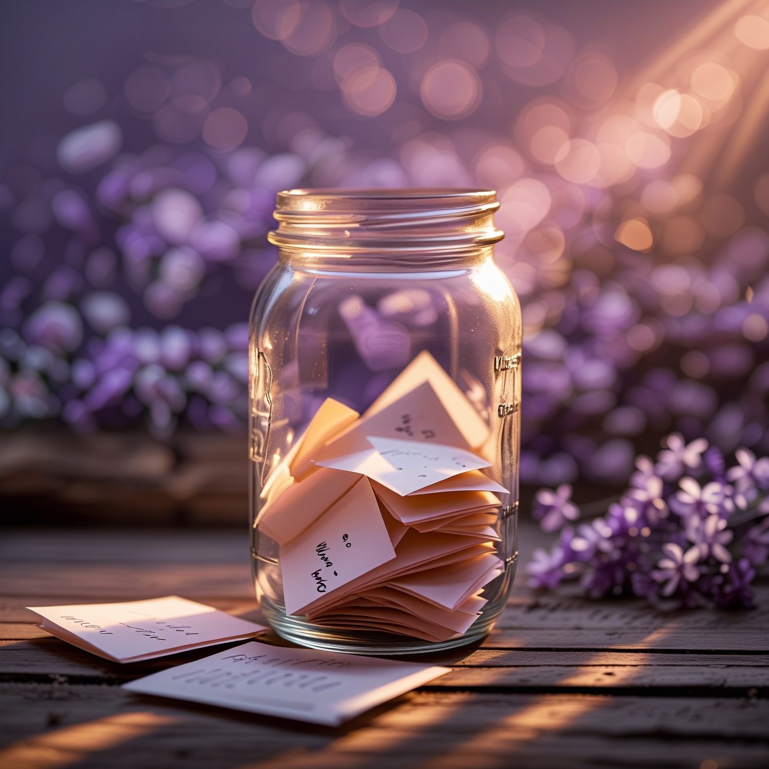 A glass jar filled with handwritten love notes