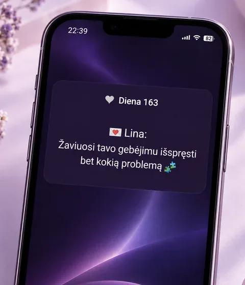Telefono ekranas su „Meilė Tau“ valdikliu